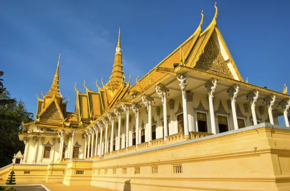 View of the Royal Palace before sunset in Phnom Penh