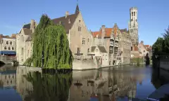 Waterfront buildings in the city of Bruges, Belgium