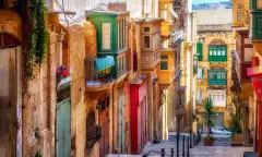 Narrow street in Valletta, Malta