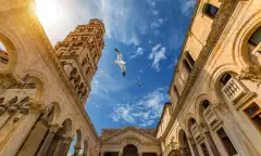 Diocletian's Palace and Cathedral of Saint Domnius' bell tower in Split, Croatia