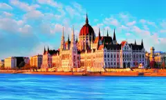 Right hand angle of the Parliament Building in Budapest