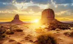 Sunset at the sisters in Monument Valley, USA
