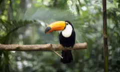 Toucan resting on branch