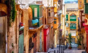 Narrow street in Valletta, Malta