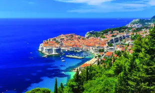 Blue seas and skies alongside the Croatian town of Dubrovnik