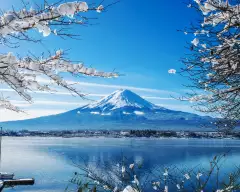 Lake Kawaguchi-ko,Mount Fuji with snow, Japan