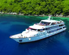 Beautiful MS Il Mare yacht on glistening croatian waters