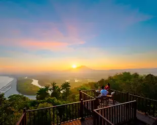 View of lush vegetation and coastline from the La Rasa Ria Resort & Spa in Brunei