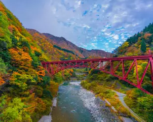 Autumn landscape in Kurobe Gorge, Japan