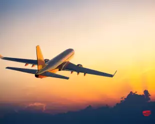 An image of a passenger Aeroplane taking off