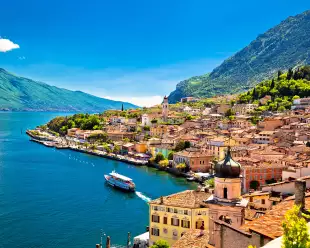 Limone sul Garda waterfront view, Lombardy region of Italy.