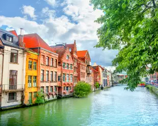An image of the canals of Ghent in the day