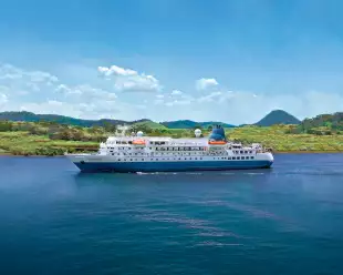 Exterior of the MS Seaventure at sea