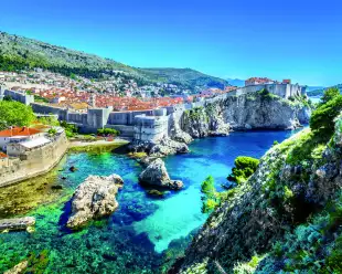 Aerial view of Dubrovnik cityscape on Adriatic Coast in Croatia