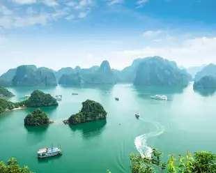 Aerial shot of Hạ Long Bay in Vietnam