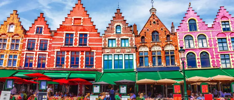 street in bruges with coloured houses