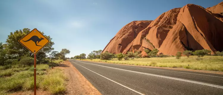 Kangaroo warning sign in the outback, Australia