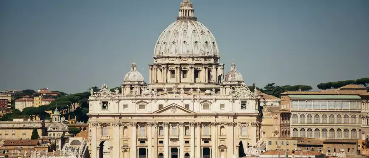 Exterior shot of St Peters Basilica, the Pope's church in Vatican City, Italy