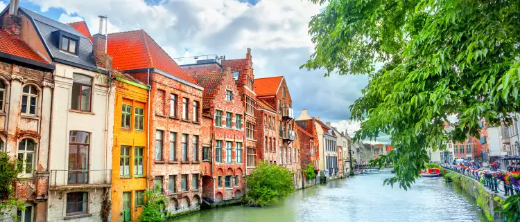 An image of the canals of Ghent in the day