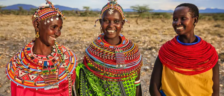 Group of African women from Samburu tribe in central Kenya, Africa