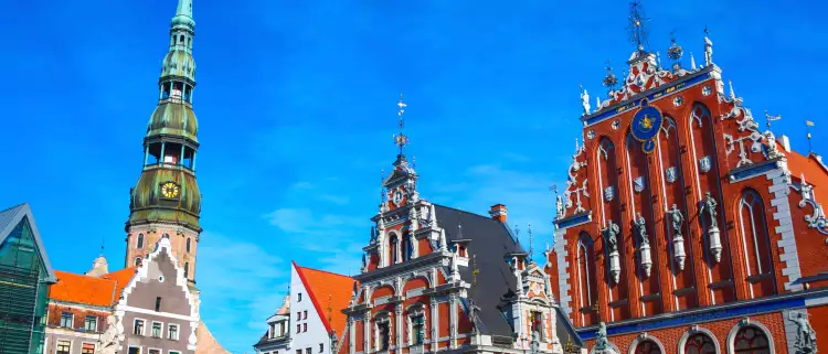 Blackheads house and Saint Peter's church in Riga