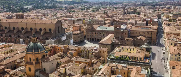 Aerial view from Asinelli tower in Bologna, Italy