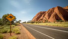 Kangaroo warning sign in the outback, Australia