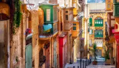 Narrow street in Valletta, Malta