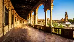 The bordering walls of the Plaza de Espana in Seville, Spain