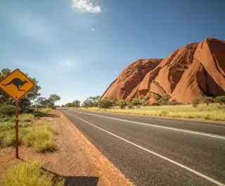 Kangaroo warning sign in the outback, Australia