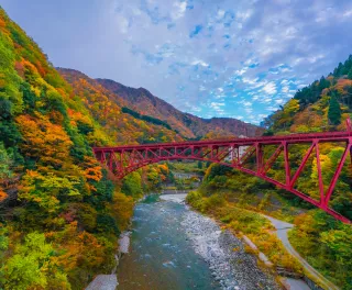 Autumn landscape in Kurobe Gorge, Japan