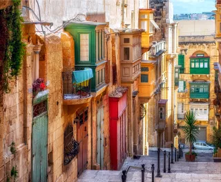 Narrow street in Valletta, Malta