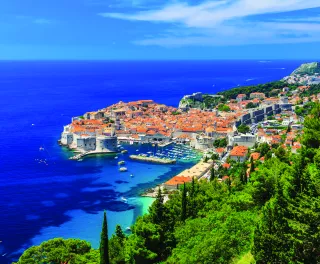 Blue seas and skies alongside the Croatian town of Dubrovnik