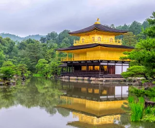 Golden pavilion Buddhist temple Kinkakuji in Kyoto, Japan