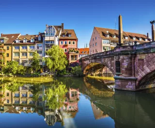 Old town on the Pegnitz River in Nuremberg, Germany