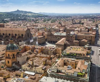 Aerial view from Asinelli tower in Bologna, Italy