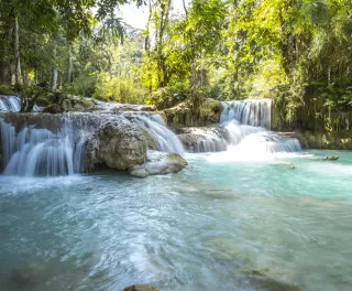 Tat Kuang Si Waterfalls in the tropical forest near Luang Prabang, Laos