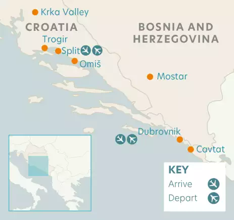 Dubrovnik and the Dalmatian Coast locations map