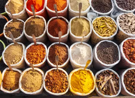 A wide arrangement of spices