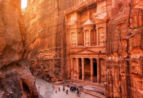 The Al Khazneh treasury at old city Petra in Jordan