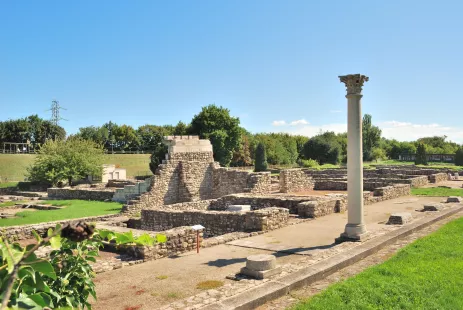 The ruins of the Roman baths at Aquincum city in Budapest, Hungary