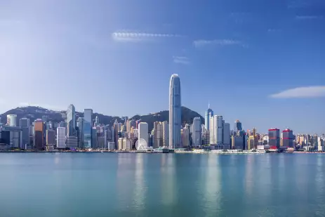 Distant view of Hong Kong and Victoria harbour