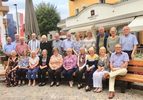 Group photo outside of Krumers Post Hotel & Spa at Seefeld in Tyrol, Austria