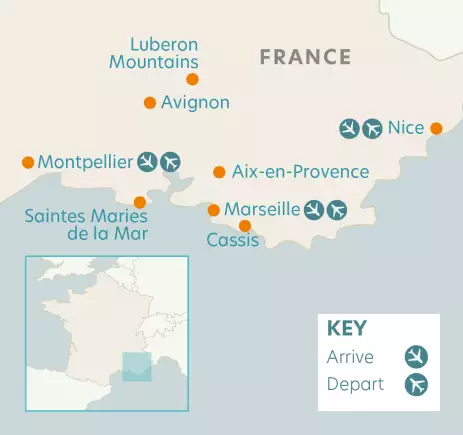 Area map of Timeless Provence Tour