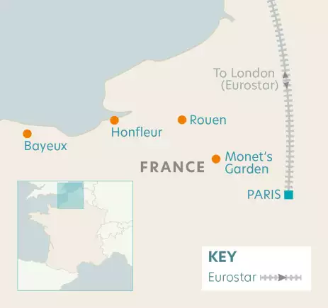 Map of Eurostar railway in France