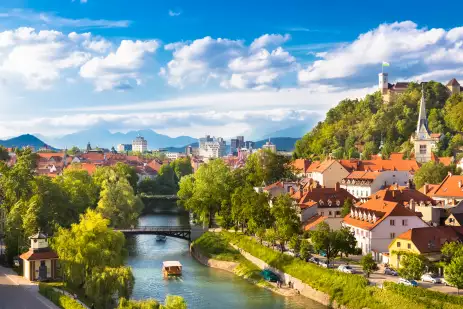 Cityscape of the Slovenian capital Ljubljana.